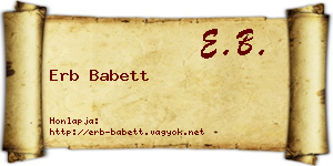 Erb Babett névjegykártya